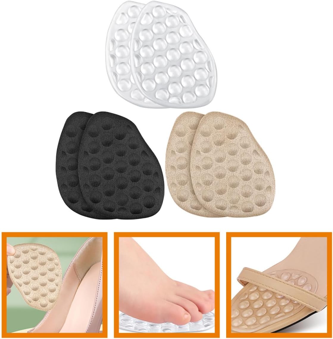 Abaodam 3 Pairs High Heel Forefoot Pads Adhesive Gel Cushions Non-Slip Soft Ball of Foot Cushions for Women Relief and Blister Prevention