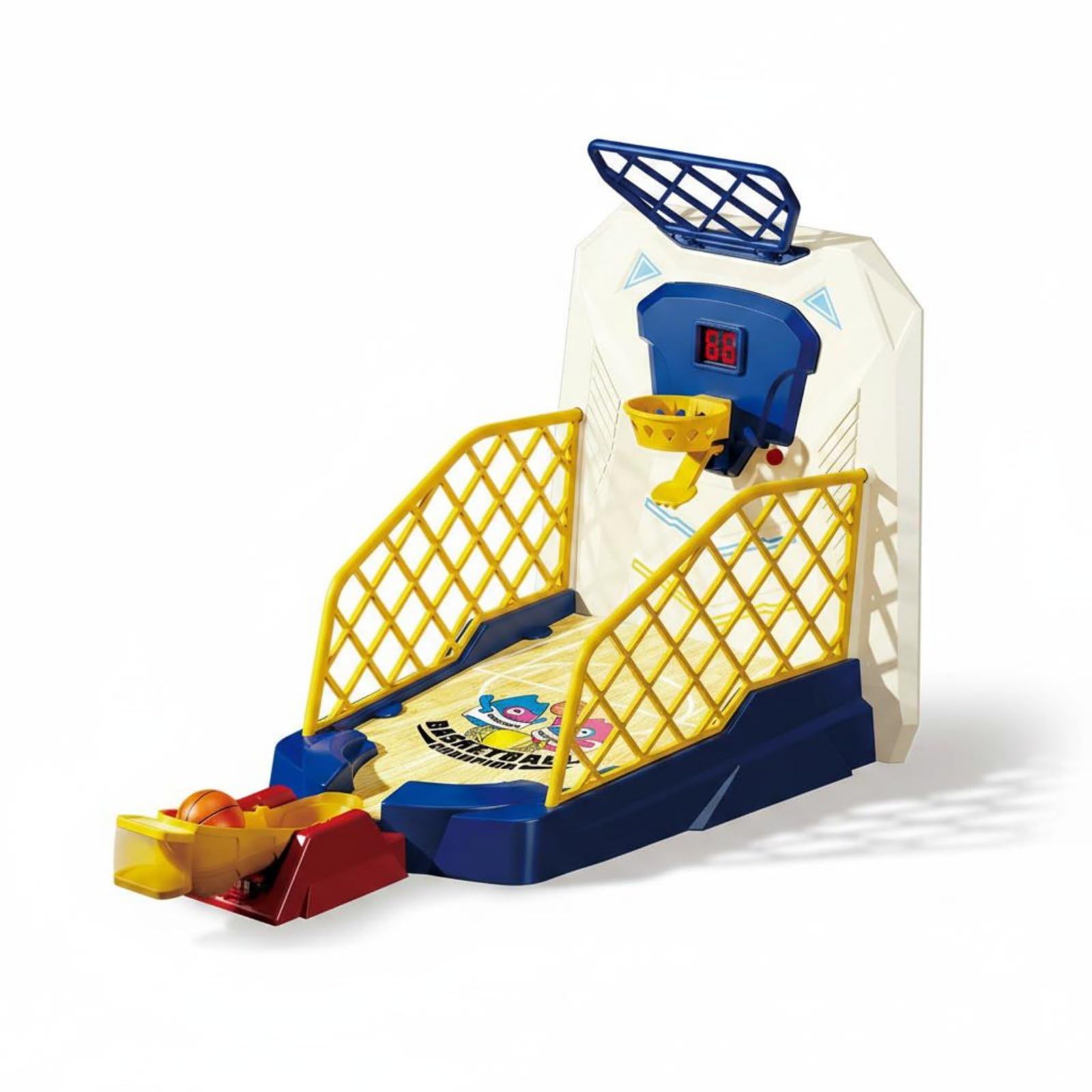 Qianly Gioco di Basket per Bambini Mini Canestro da Tavolo con Rampa Angolata E di Deviazione per Partite Dinamiche Adatto per Gioco al Chiuso Cameretta Famiglia, Moderno con Luci E Musica