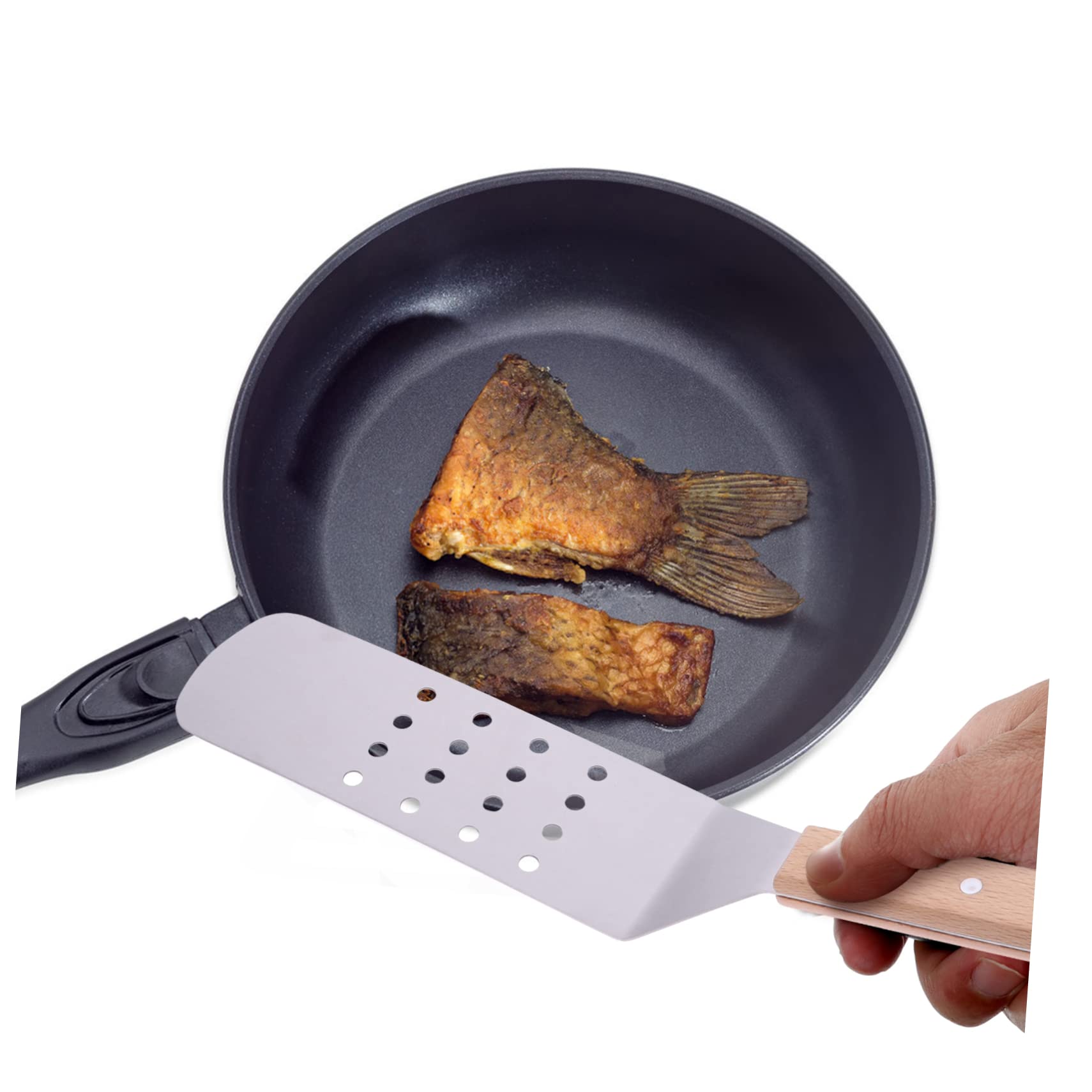 Spachtel aus Edelstahl für Pizza und Steak Ergonomischer Griff für Einfache Handhabung Leichte und Tragbare Küchenschaufel