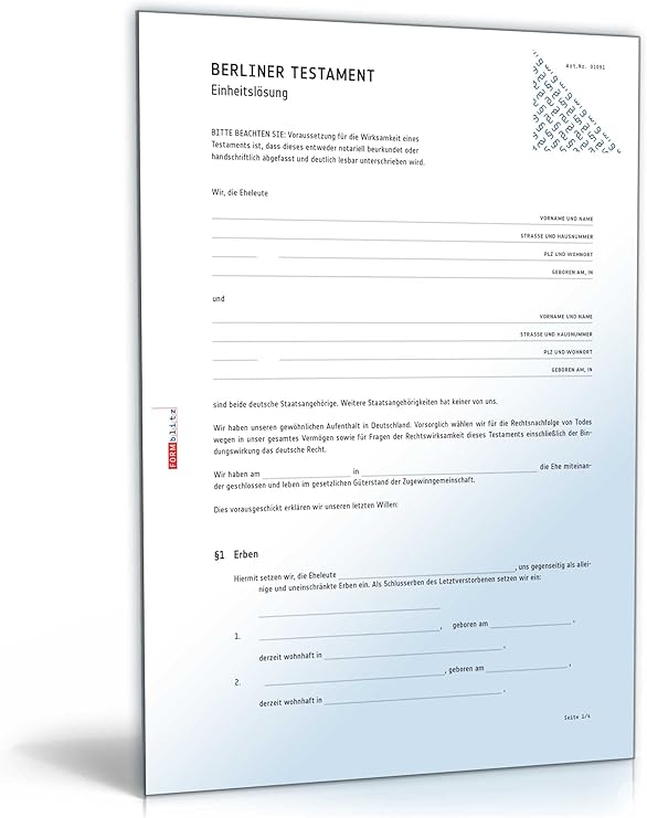 Berliner Testament Einheitslosung Pdf Ehegattentestament Download Amazon De Software
