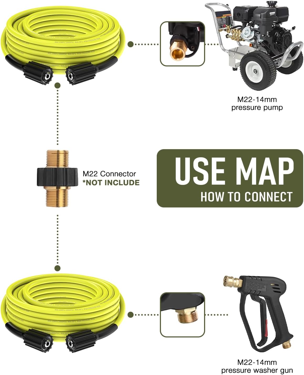 RY31HPH01 Pressure Washer Hose for Ryobi Power Washer 35ft