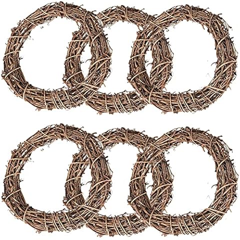 Simmpu 6PCS Christmas Rattan Natural Dried Ring Willow Wreath Door DIY Crafts Hand-woven Halloween Wreath for Rustic and Seasonal Decorations Base for Floral Crafts Perfect for Seasonal Displays 15cm Cover