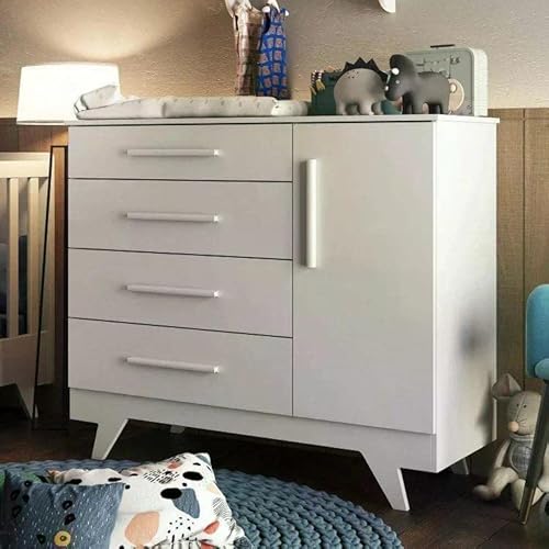 Quarto de Bebê Completo com Cômoda Berço e Guarda Roupa 100% Mdf Retrô Kakau Espresso Móveis