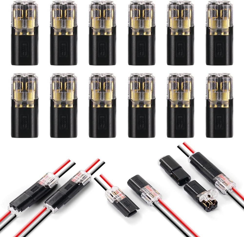 flintronic Wire Connectors, 12Pcs Quick Dual Wire Terminal Block, 2 Pin Peel-free Push-type Design Connectors, 18-22AWG Wire Quick Splice Connector Wire Crimp Terminal Wire Connector