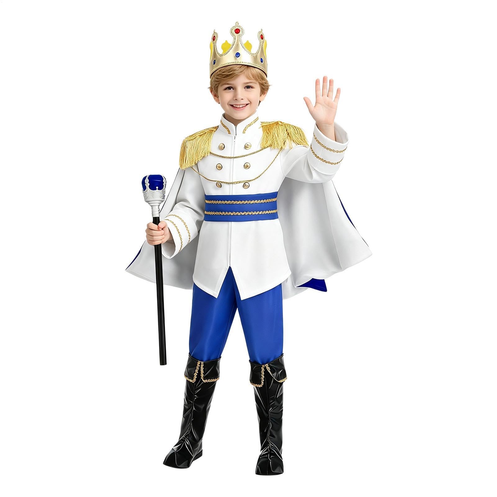 Costume da re medievale con mantello, 7 pezzi