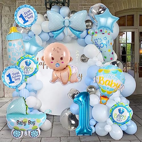 Hhlcwa 14 Pcs Boy Baby Shower Balloons, Blue Baby Foil Balloons, Its A Boy Balloons And Number 0,1 Balloons For Baby Shower, 1St Birthday, Gender Reveal Party Decorations Supplies #TOP5