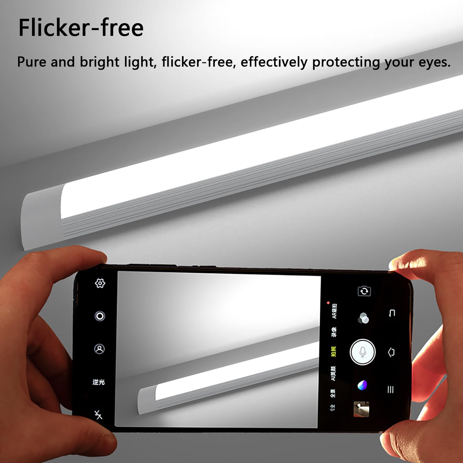 ARMAAN 3.9ft Led Batten Light, 6500K 4500LM, LED Tube Light Office Ceiling Strip, Perfil Bajo, Luz Fluorescente Para Garaje, Cocina, Taller No Empalmable,60cm-8pc