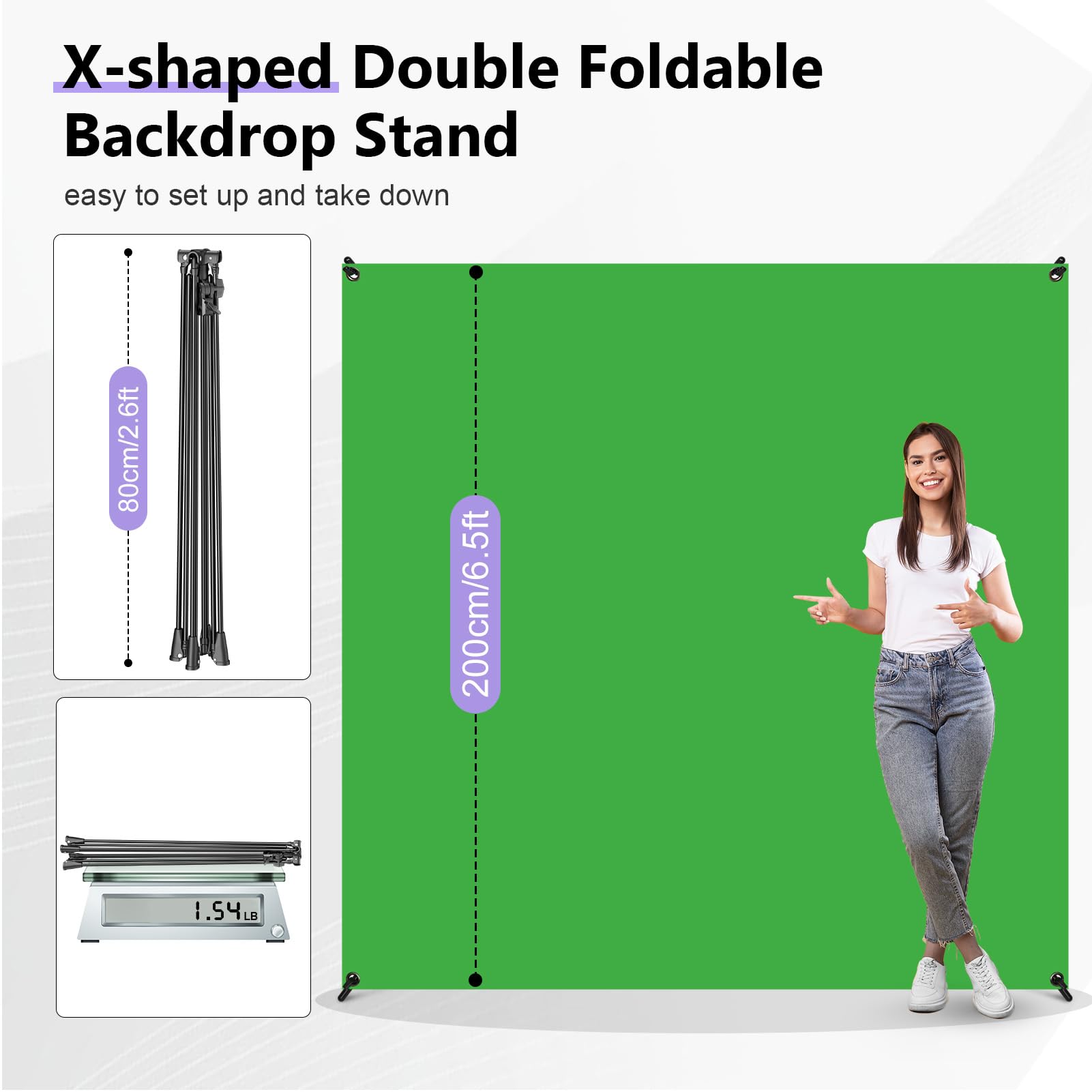EMART 2x2 m Kit fondale schermo blu verde con supporto, regolabile