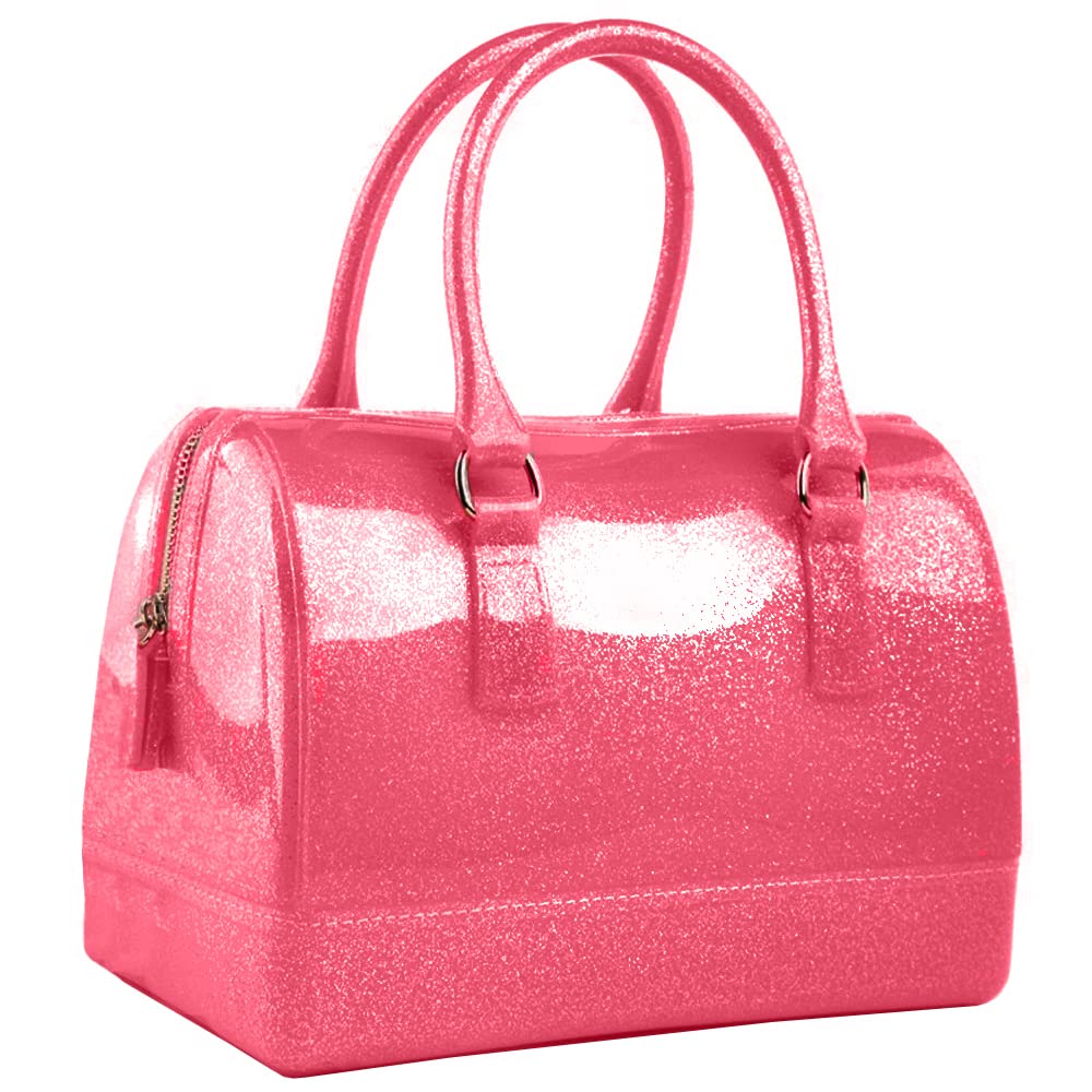 SegaterLadies Summer Transparent Handbag Jelly Boston Shoulder Bag Candy Color Purses