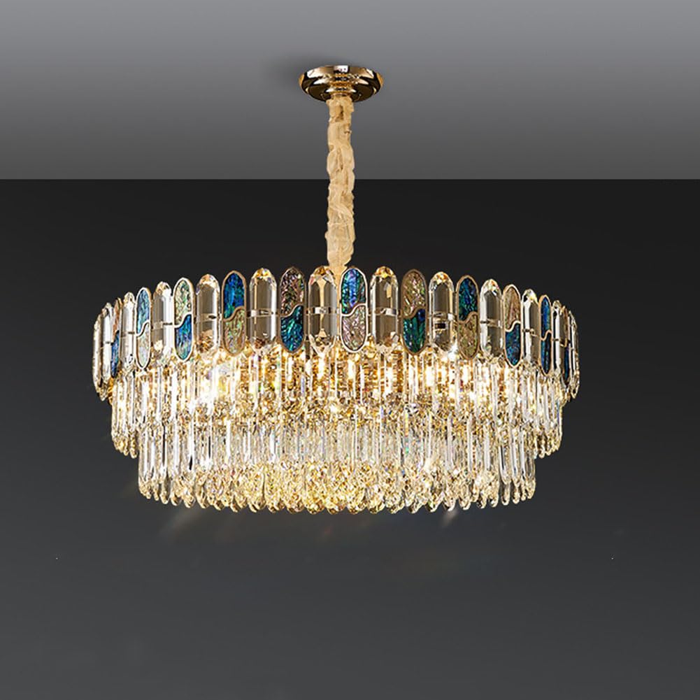HXYSXHJUO E14 creative shell crystal chandelier, modern light luxury lamp, for living room dining study lighting,80cm
