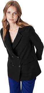 جاكيت بليزر منسوج بقصة عادية ومبطن بأزرار للنساء من ترنديول، لون أسود، TWOAW21CE0272