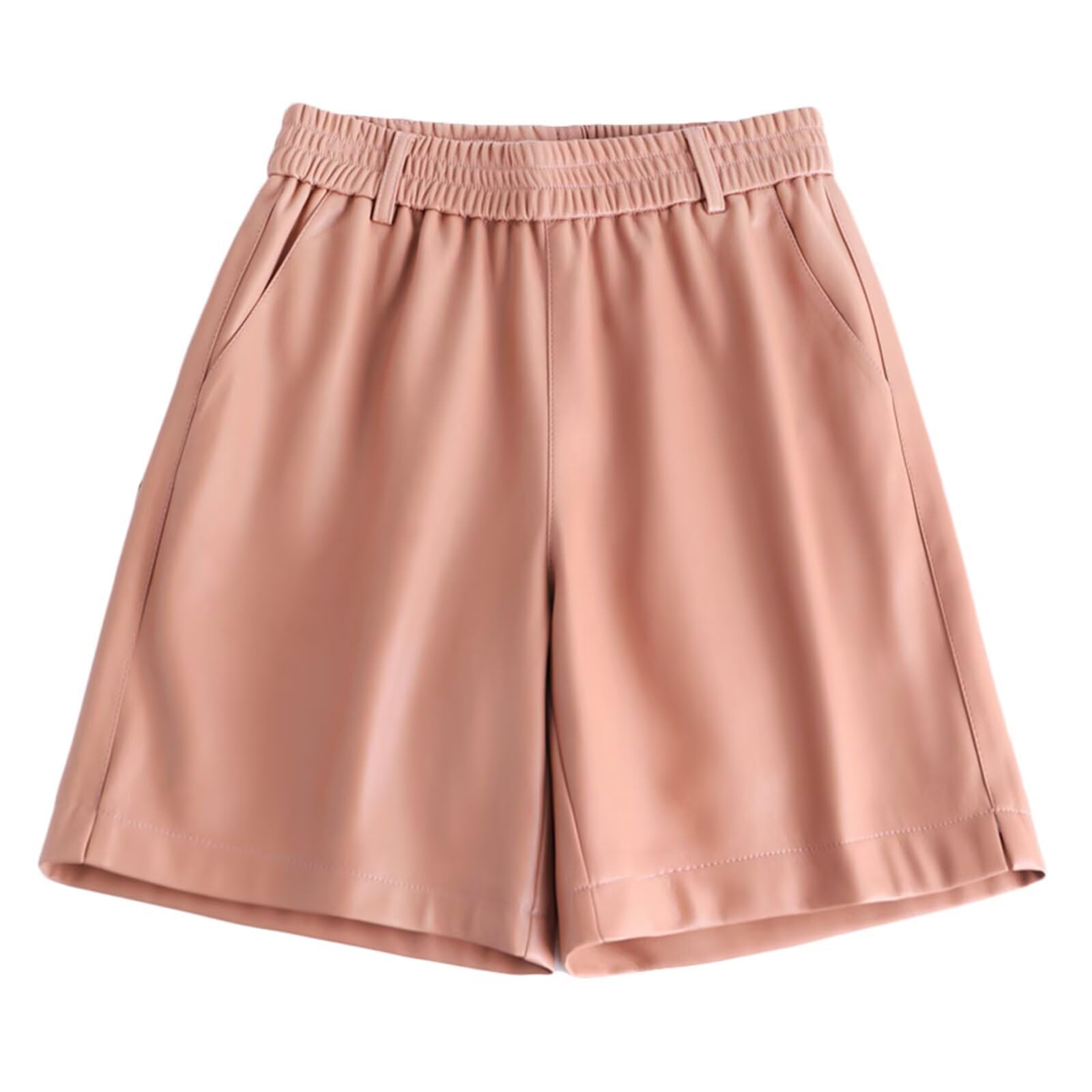 HNVAVQ Pantalones Cortos de Cuero Mujer Short de Cuero Cintura Alta Elegante