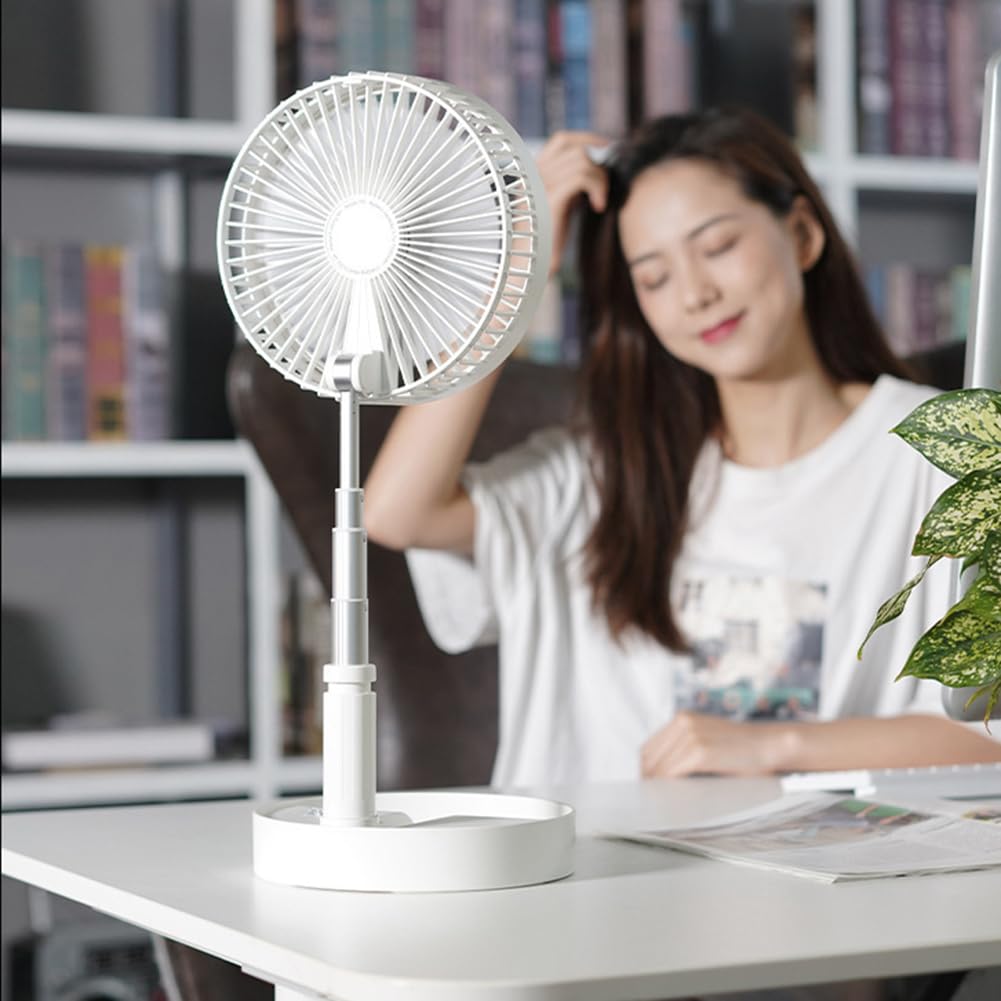 Ventilatore da terra portatile, pieghevole, con 4 velocità, regolabile in altezza, per camera da letto, ufficio, campeggio, viaggi, 97 cm