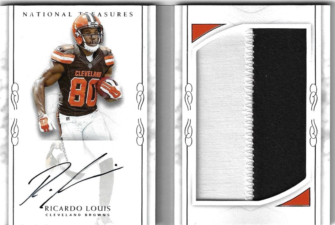 Ricardo Louis Autographed & Serial Numbered #65/99 Rookies Booklet Silver Set Jersey Rookie Card Booklet Jumbo Patch Game Used Relic Jersey Memorabilia Booklet Collectible Football Card - 2016 Panini National Treasures Football Card #23 (Browns)