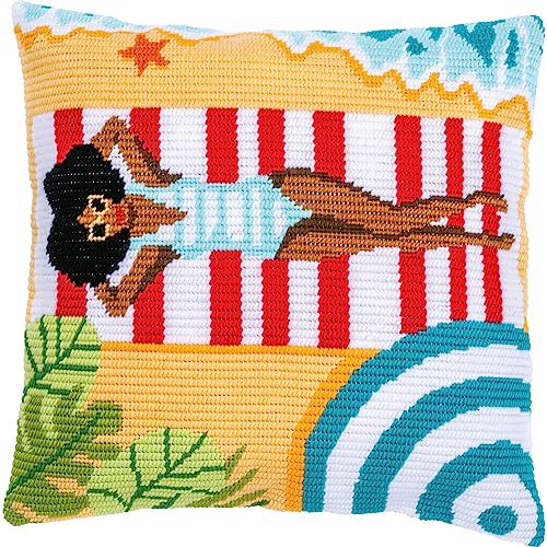 Canevas gobelin point lancé plage, la broderie facile sans stress
