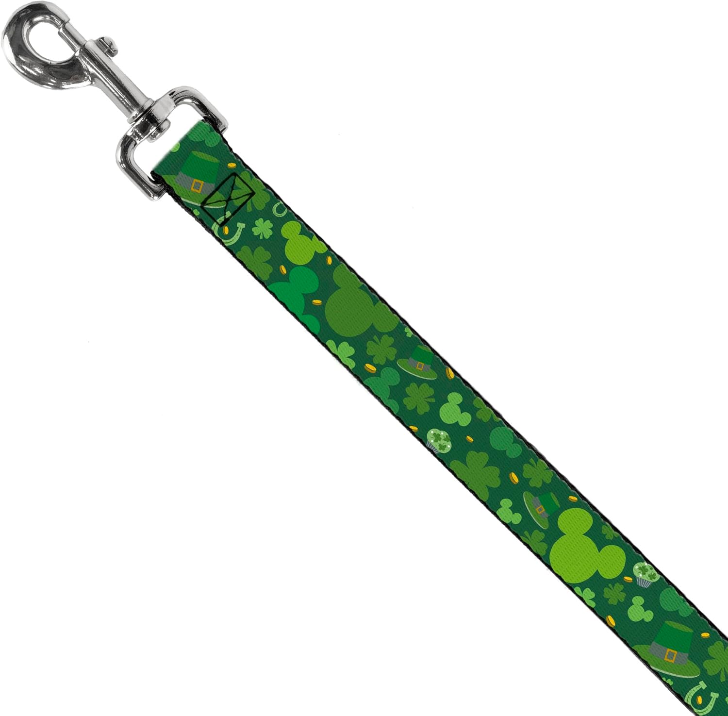 Buckle-Down Pet Leash - St. Patrick's Day Mickey Collage Greens - 4 Feet Long - 1.5" Wide