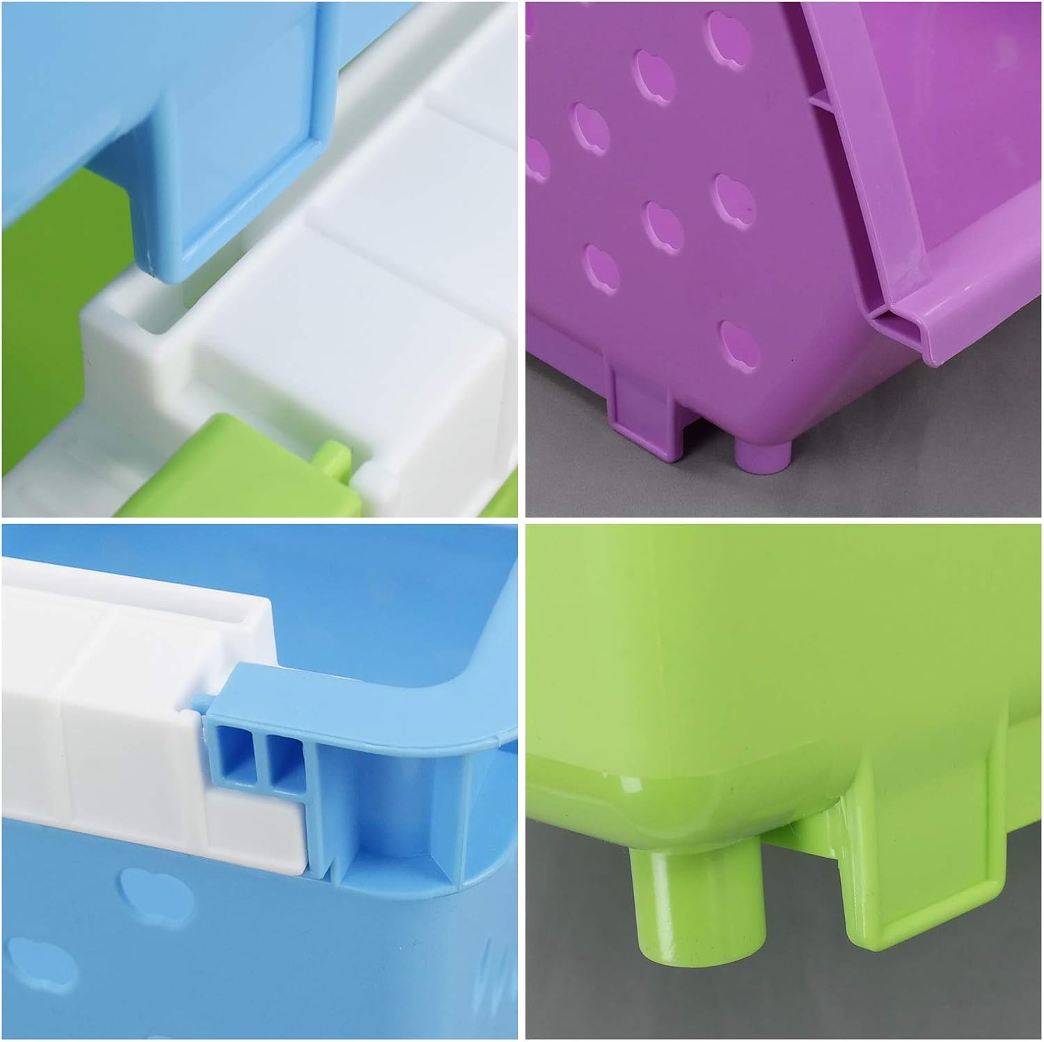 4-Pack Plastic Stackable Storage Baskets, Colored Stacking Bin