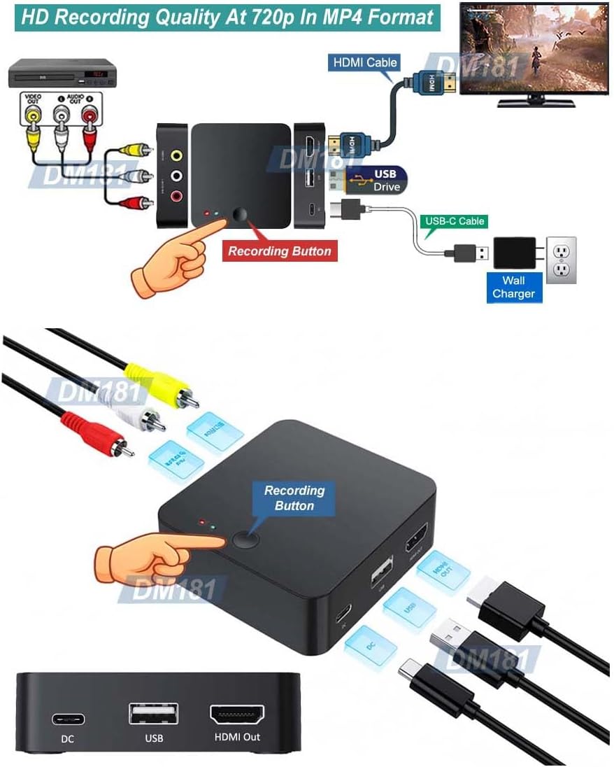 Premium RCA AV to HD Video Recorder with USB Drive Support – MP4 720p HD Recording