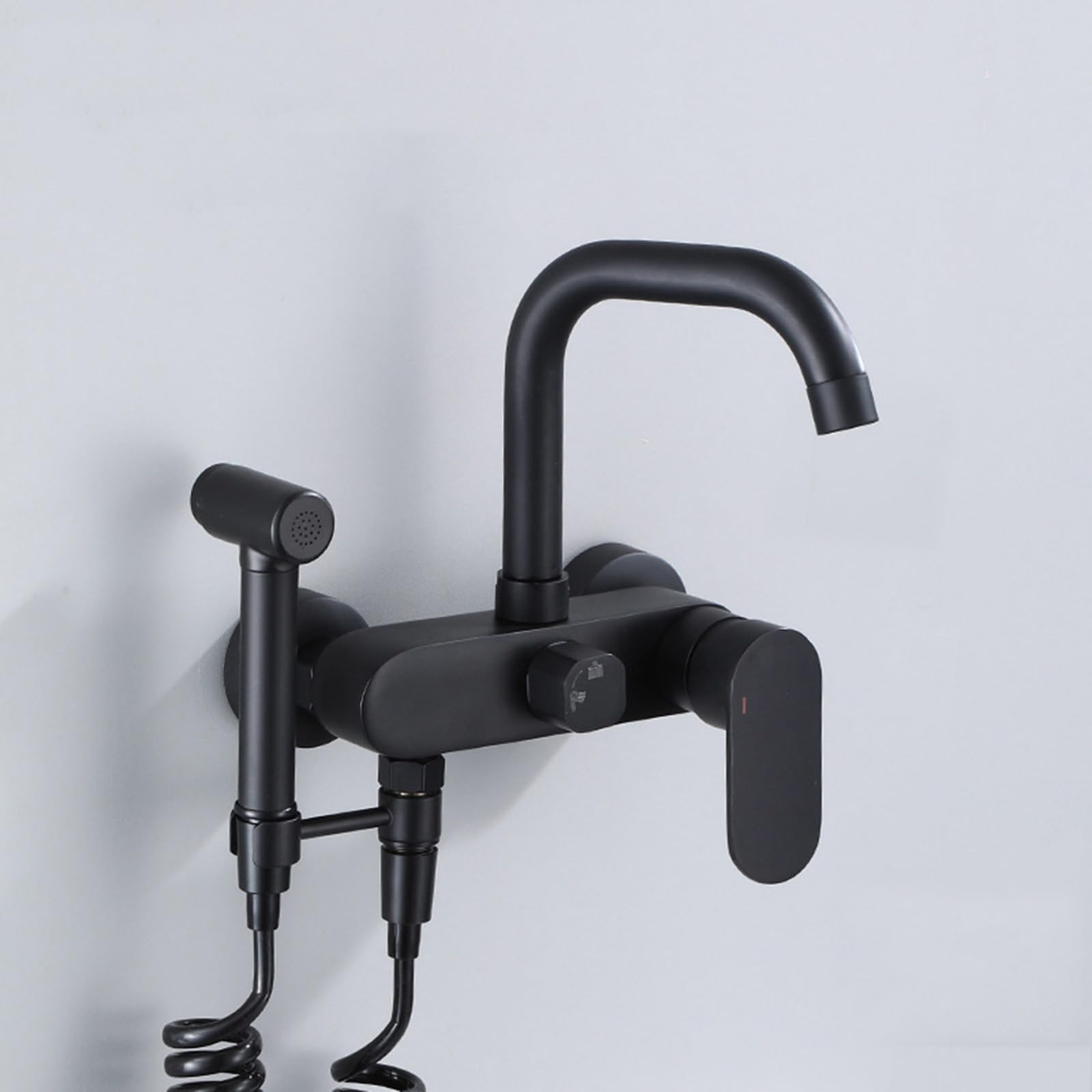 Rubinetto da cucina Miscelatore con doccetta estraibile a parete Lavello da cucina Rubinetti per lavabo in ottone nero a 2 fori per cucina, modalità singola Warm as ever