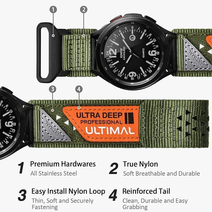 Miniatura 7 de ULTIMAL Correa de reloj de 0.787 in diseñada para Samsung Galaxy Watch Band 6, 5, 4, 3, 2 (1.575 in, 1.614 in, 1.654 in, 1.693 in, 1.732 in, 1.772