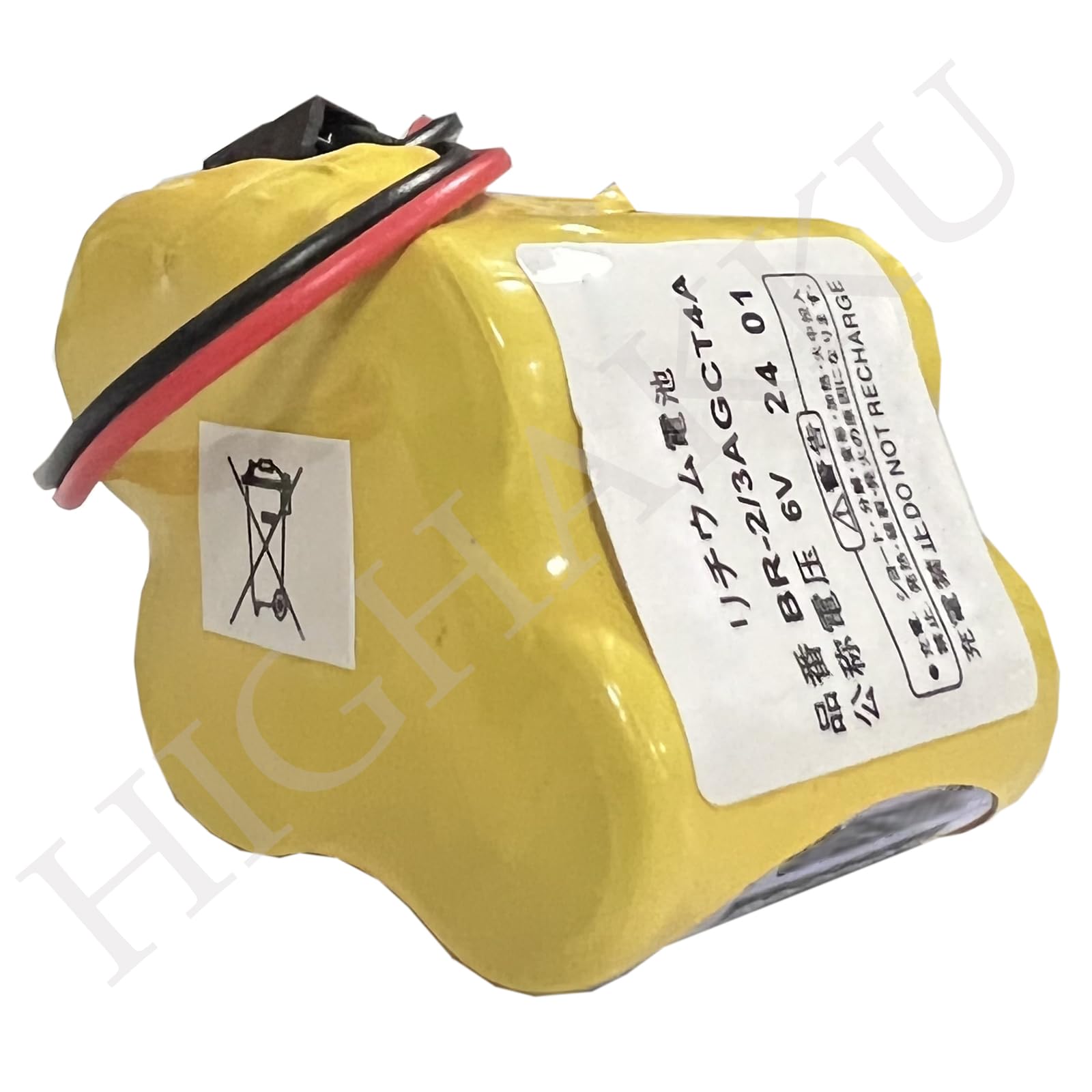Batteria di ricambio BR-2/3AGCT4A 6 V compatibile con controlli FANUC, PLC Computer Ge Fanuc 18T Series, A98L-0031-0025, CUSTOM-107, SHS749, ALIT0138, LIT0138 con Black Plug