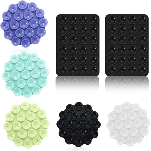 SAVITA 7 soportes de silicona con ventosa para teléfono, multiusos, redondos y rectangulares, soporte de succión para automóvil, mini alfombrilla de