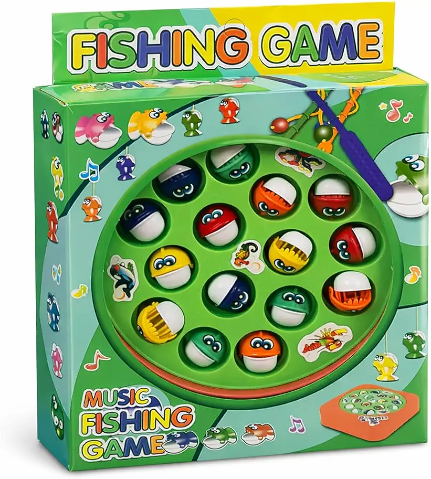 Brinquedo Pega Peixe Infantil com Som – Jogo de Pescaria Maluca a Pilha com 15 Peixinhos Coloridos e 3 Varas de Pesca Diversão Para Toda Família Brinquedo Educativo