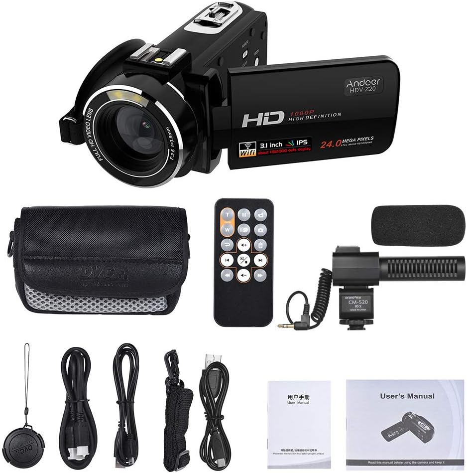 Andoer HDV-Z20 Package Contents
