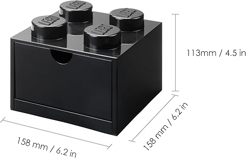 Miniatura 3 de LEGO - Cajón de escritorio con 4 perillas, color negro, caja de almacenamiento apilable, 6.220 x 6.220 x 4.449 in, capacidad de 2.9 L,