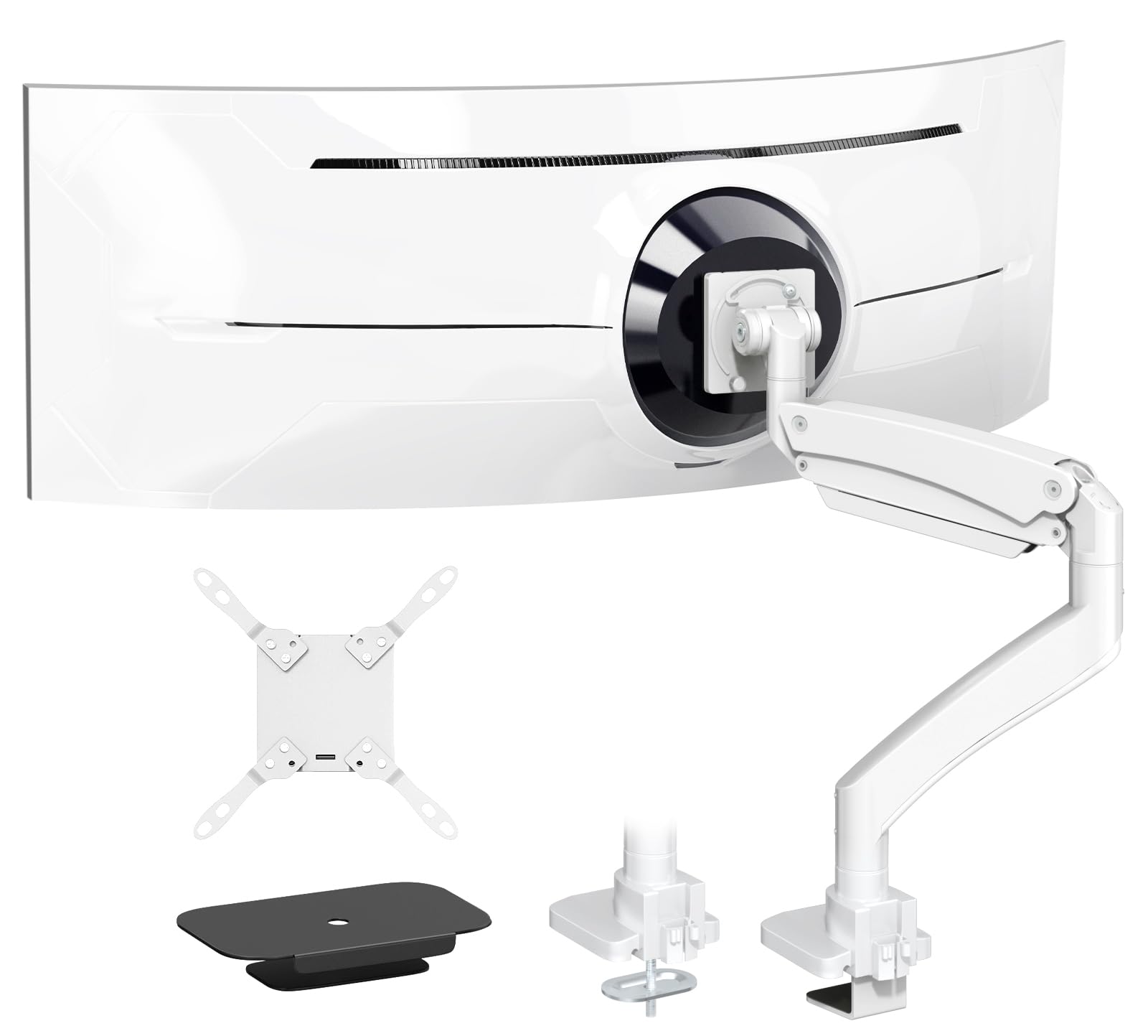 PUTORSEN Support de Bureau pour écran Plat et incurvé de 17" à 57", pour téléviseur et Moniteur jusqu'à 27 kg, en Aluminium de qualité supérieure, avec Ressort à gaz, VESA Max jusqu'à 200x200