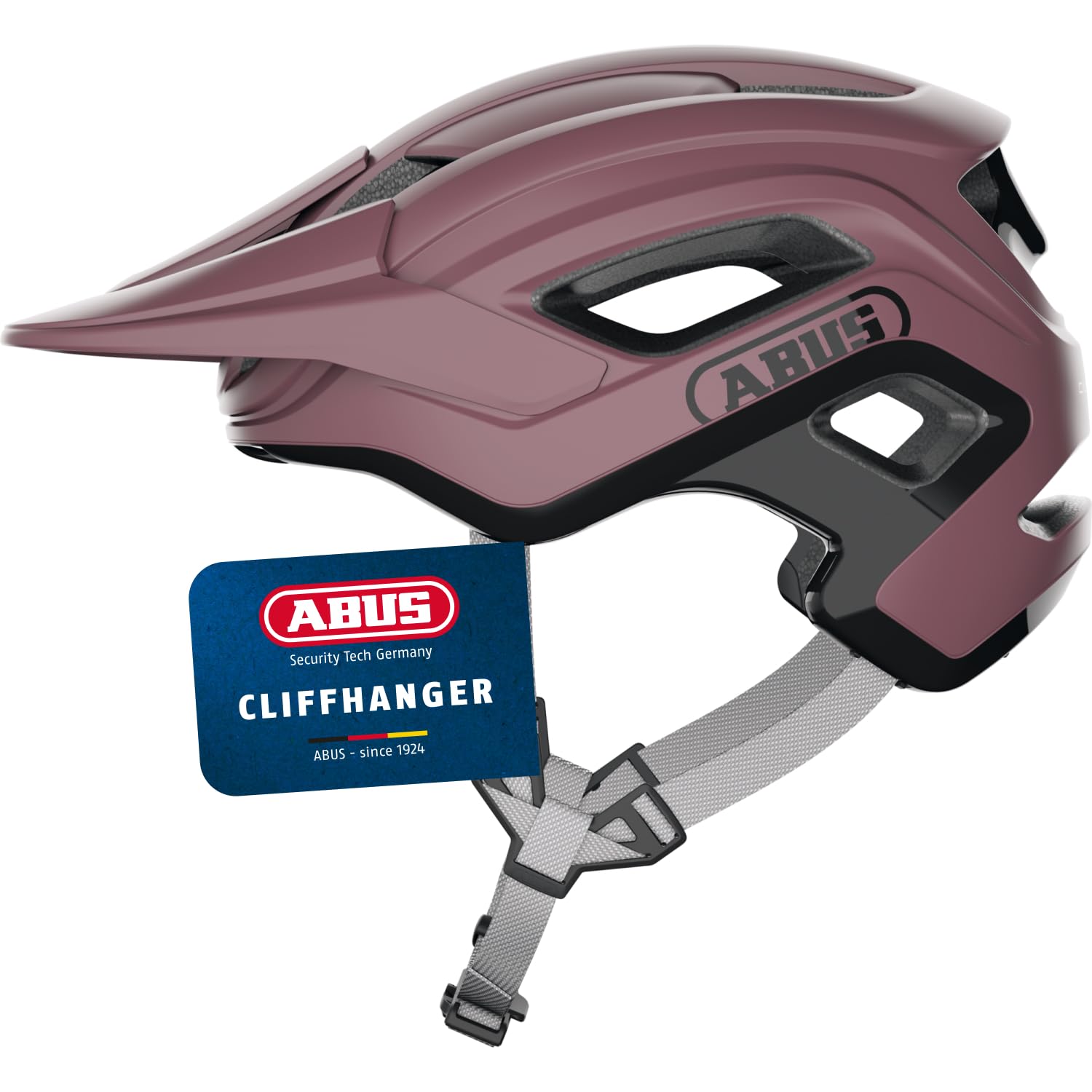 ABUS Cliffhanger Casco MTB para Bicicleta, Blush Red, L | Casco MTB para Singletrail y Enduro, cierre magnético, visera ajustable, almohadillas lavables