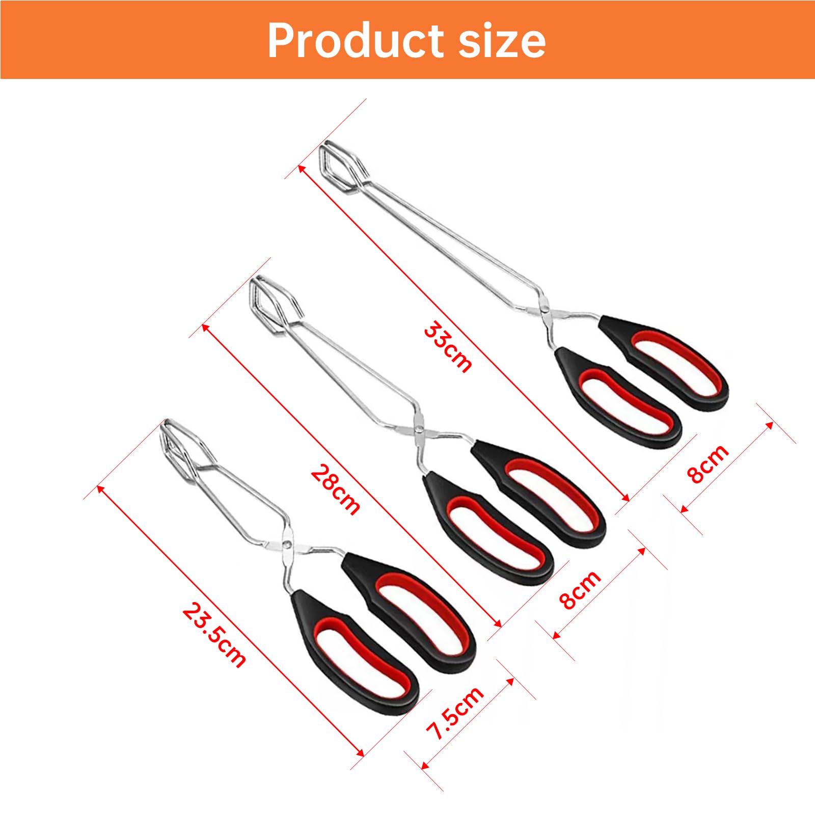 Stainless Steel Scissor Tongs Set, Heat-resistant, 9/11/13 inch, 3pcs Tongs for Cooking-Kitchen Tongs for BBQ Outdoor Garbage Clip, Bread Clip