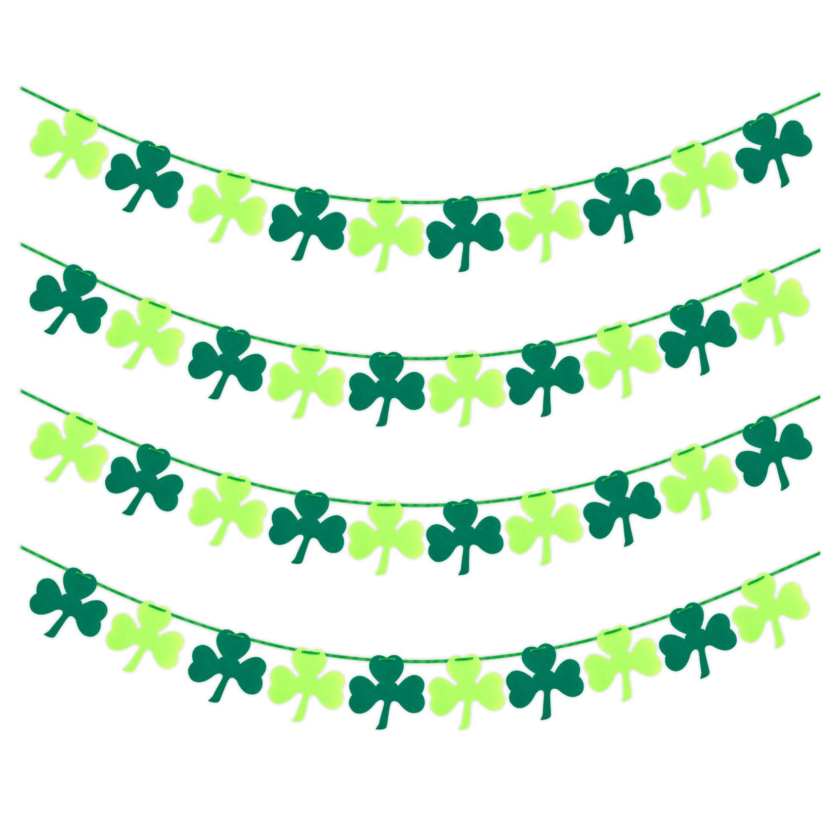 4Pcs Shamrock Garland Banner,Banner Saint-Patrick Decoration