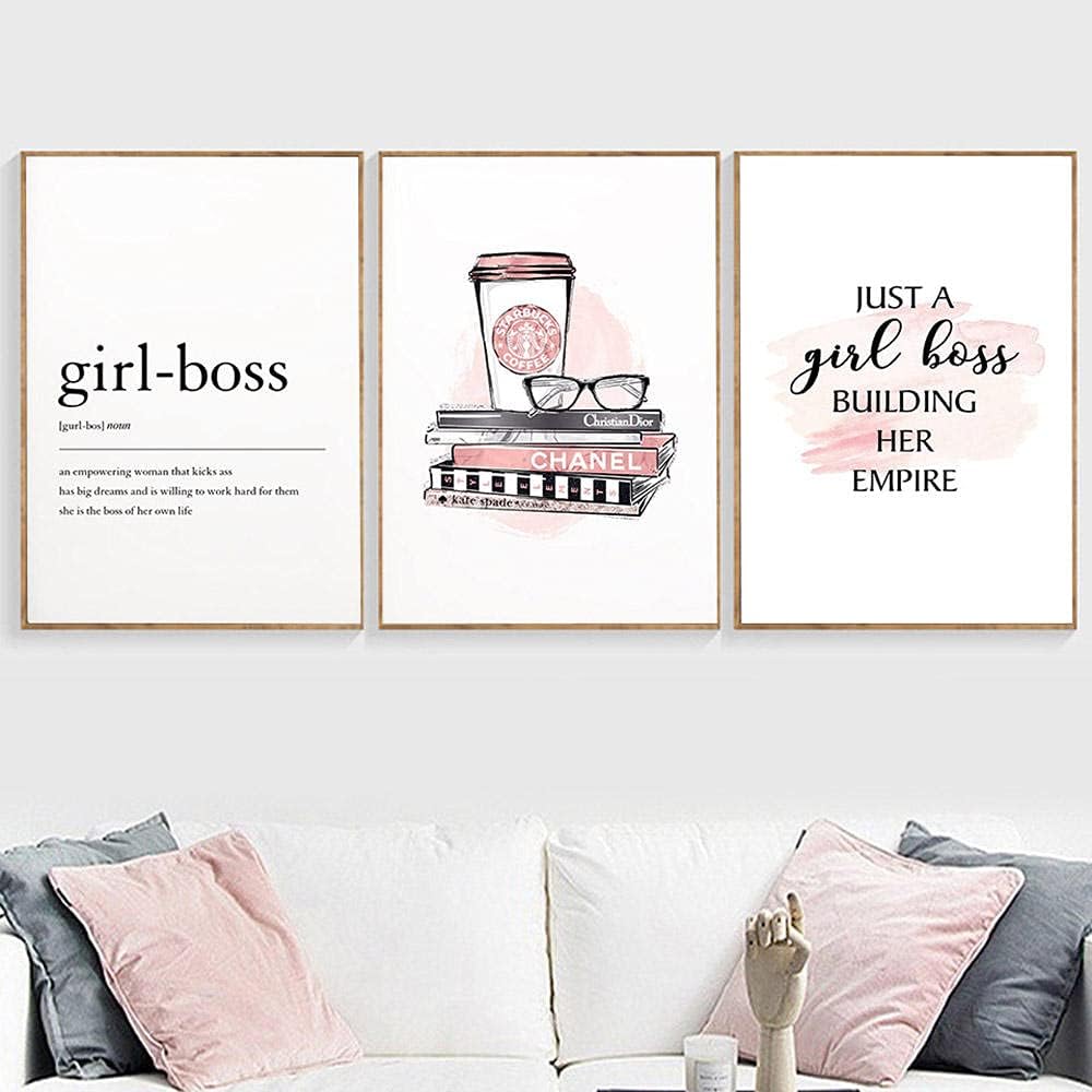ファッションブック コーヒーアート モダン ミニマリズム キャンバス 絵画 壁の写真 ガール ボス 名言 ポスター アート ルーム インテリア プリント フレームなし うのにもお得な情報満載 40x60cmx3 女性 ホーム
