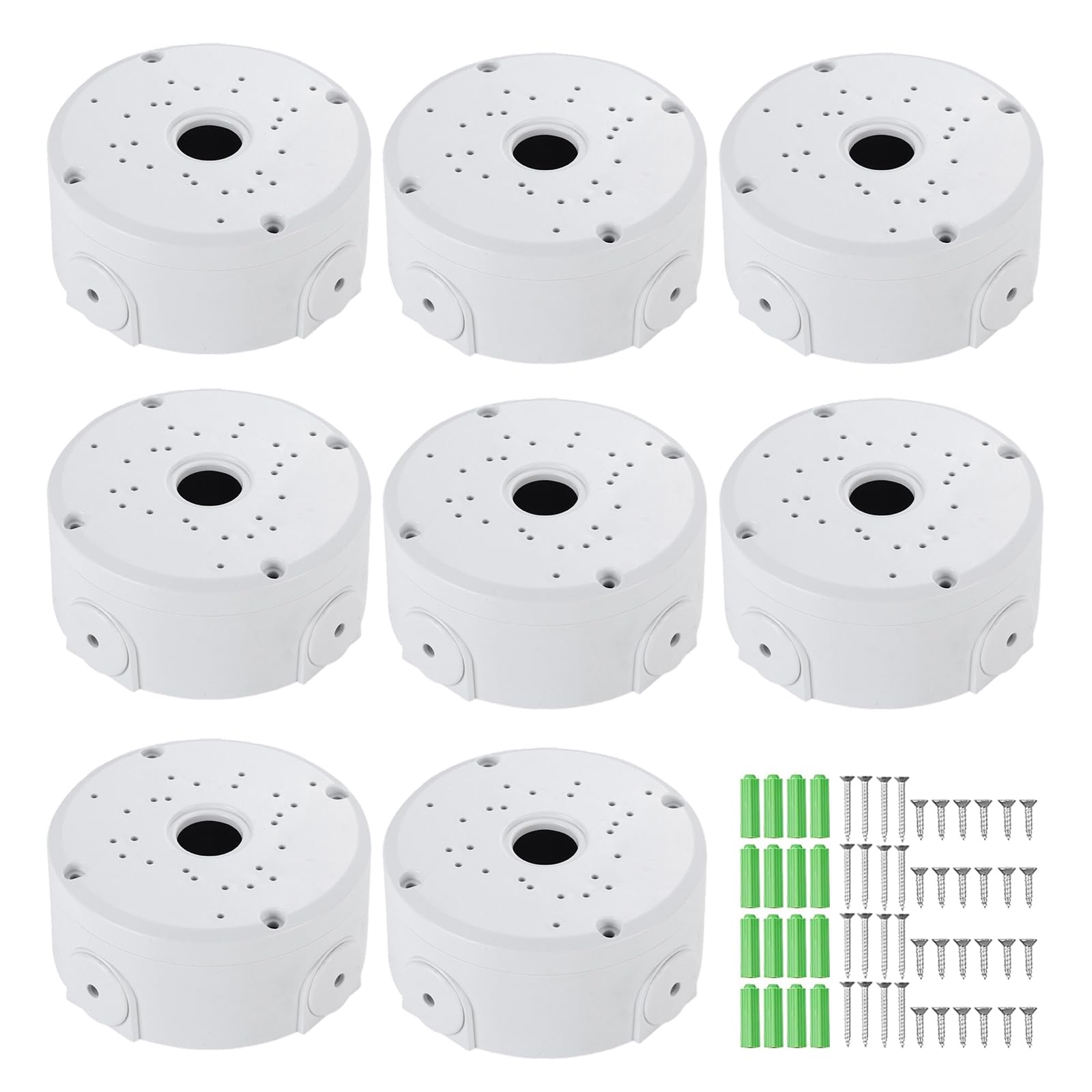 8PCS Waterproof Camera Junction Box, 12 x 5.3cm Universal Junction Box White Cable Hidden Box Deep Base for Security Surveillance Cameras (White)