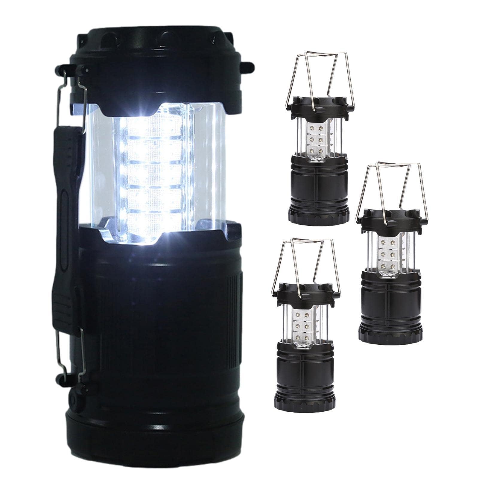 [Paquete de 4] Iluminación de emergencia para cortes de energía | Luz de camping alimentada por pilas | Linterna LED de camping luces de emergencia para el hogar | Lámpara impermeable que funciona con