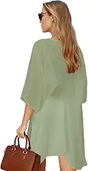 Saída de praia feminina – saída de praia leve e respirável para férias na praia, Verde pinheiro, Tamanho Único