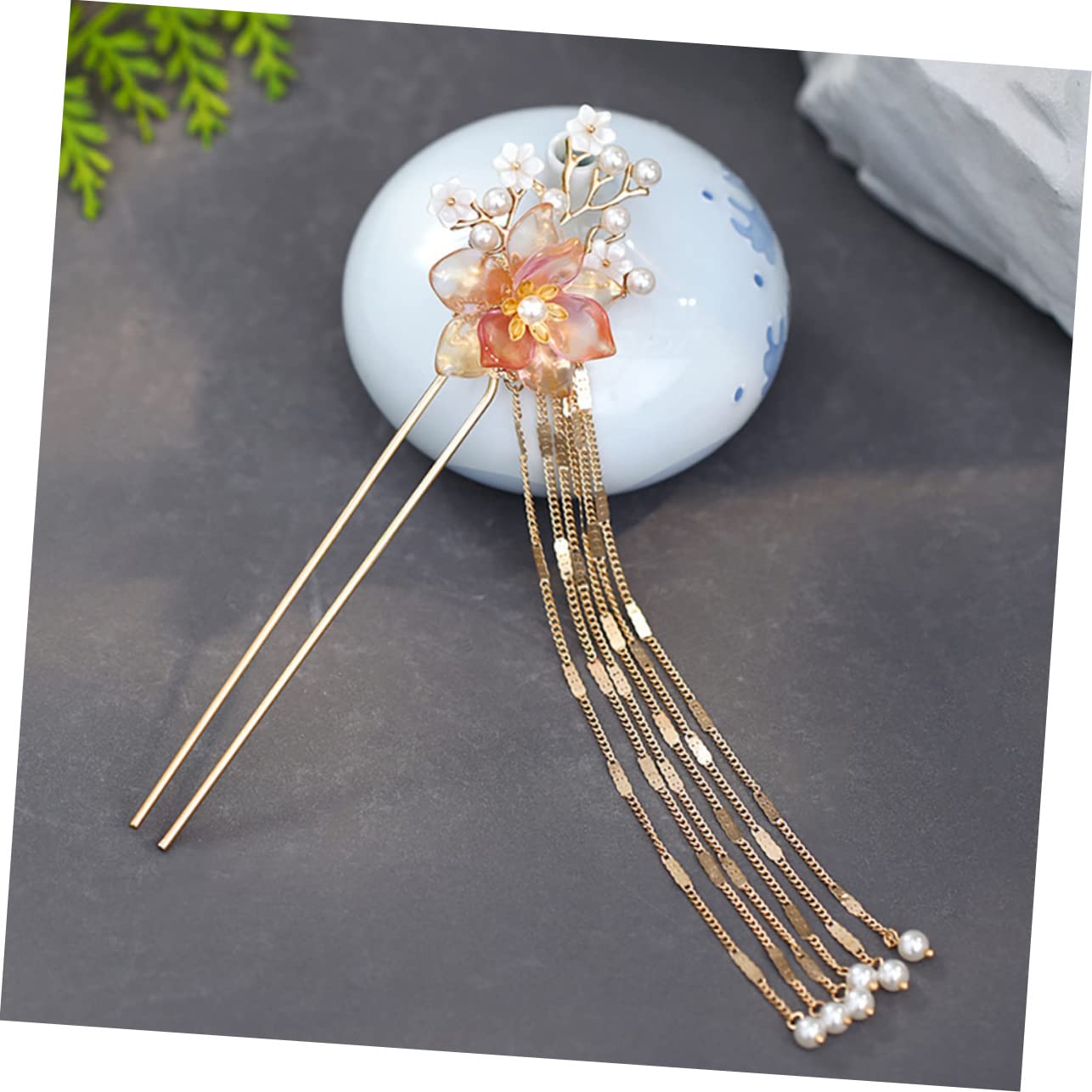 minkissy Hanfu - 5 forcine per capelli cinesi da sposa, con perle e fiori, fermagli per capelli da donna, stile retrò, per sposa, copricapo con nappa, forcina per capelli da ragazza