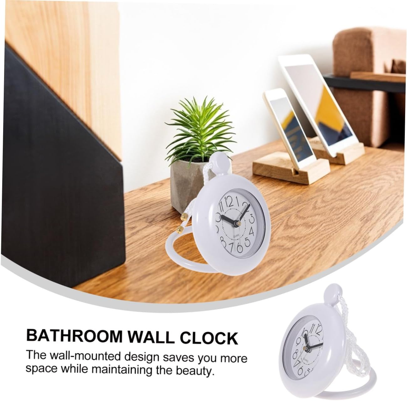 SUPVOX Waterproof Bathroom Wall Hanging Clock Mute Non-Battery Analog Clock Simple Design for Shower and Home Décor