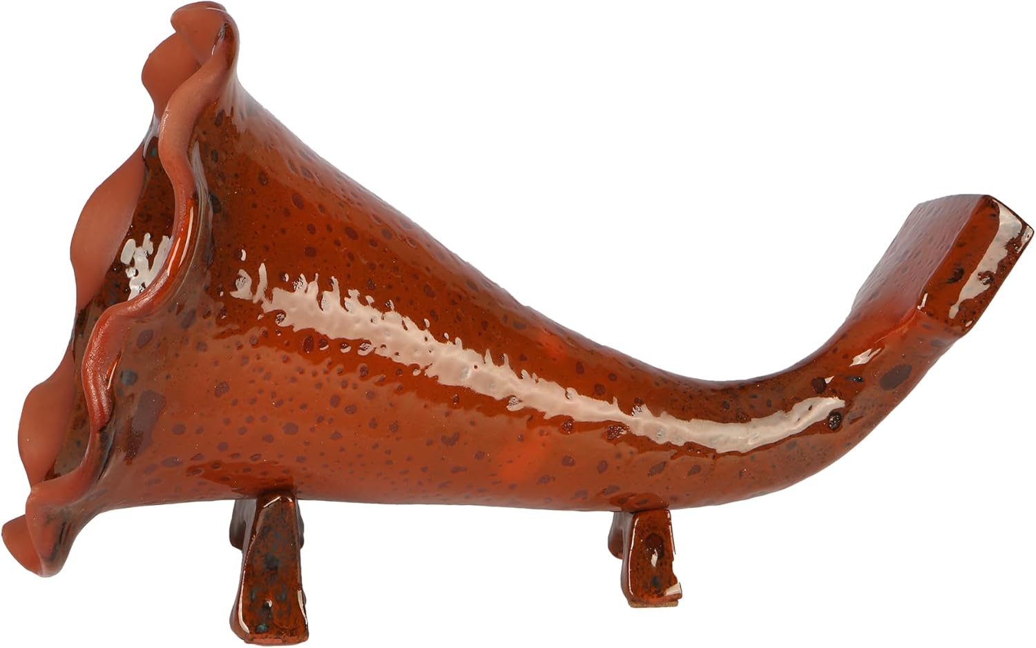 Handmade Ceramic Gramophone Shaped Phone Amplifier – Decorative Gramophone Horn for Home Decor with Natural Sound Boost Handthrown Maroon