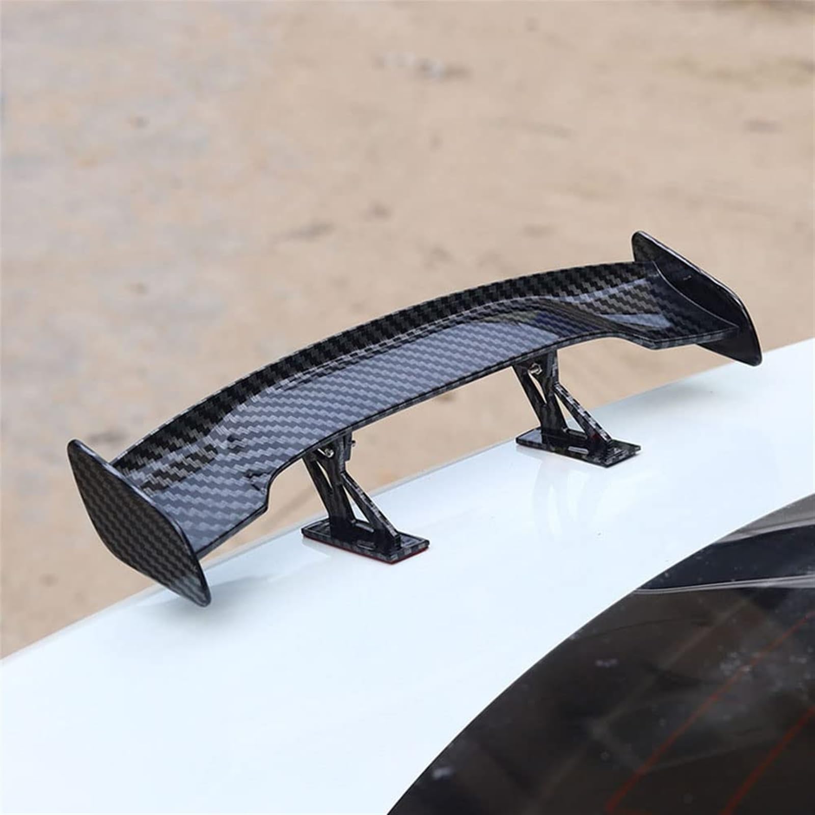 THE WHITE SHOP 1pcs,Cars Universal Mini Tiny Trunk Spoiler Auto exteriores Rear Tail Wings,9.8inch,Carbon Fiber,black