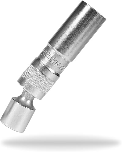 BELEY - Llave de bujía magnética giratoria de 14 mm, de pared delgada, magnética de 3/8" de 12 puntos, herramienta de extracción de bujías estándar