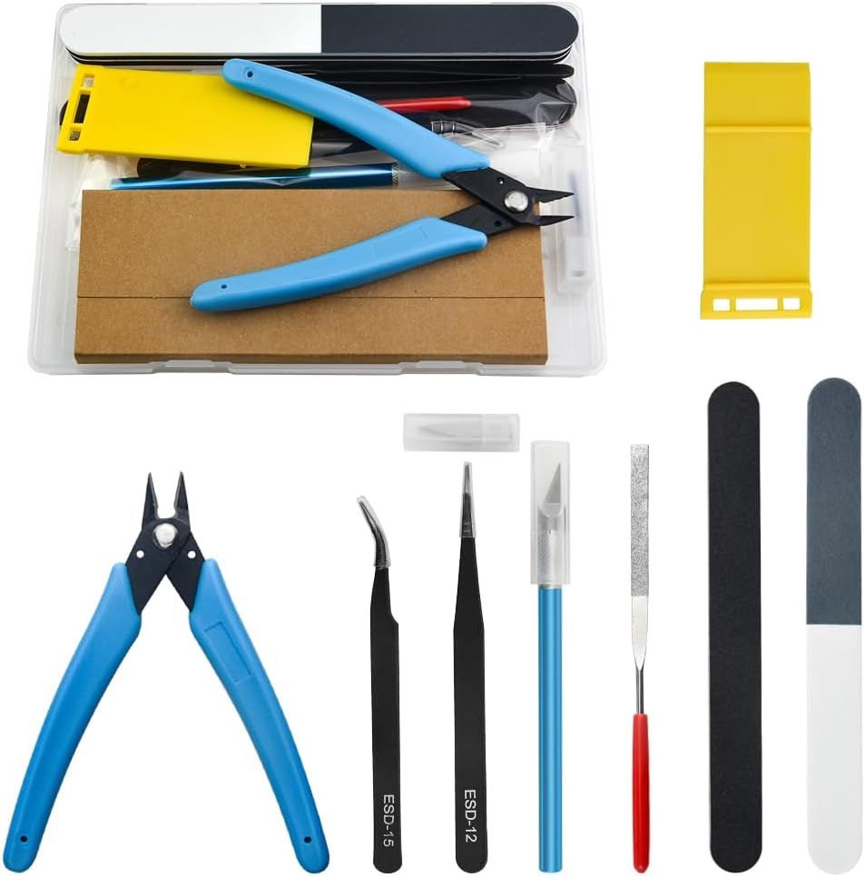 Professional 9 PCS Model Tools Kit Modeler Basic Tools Craft Set Hobby Building Tools Kit for Gundam Car Model Building Repairing and Fixing(B)