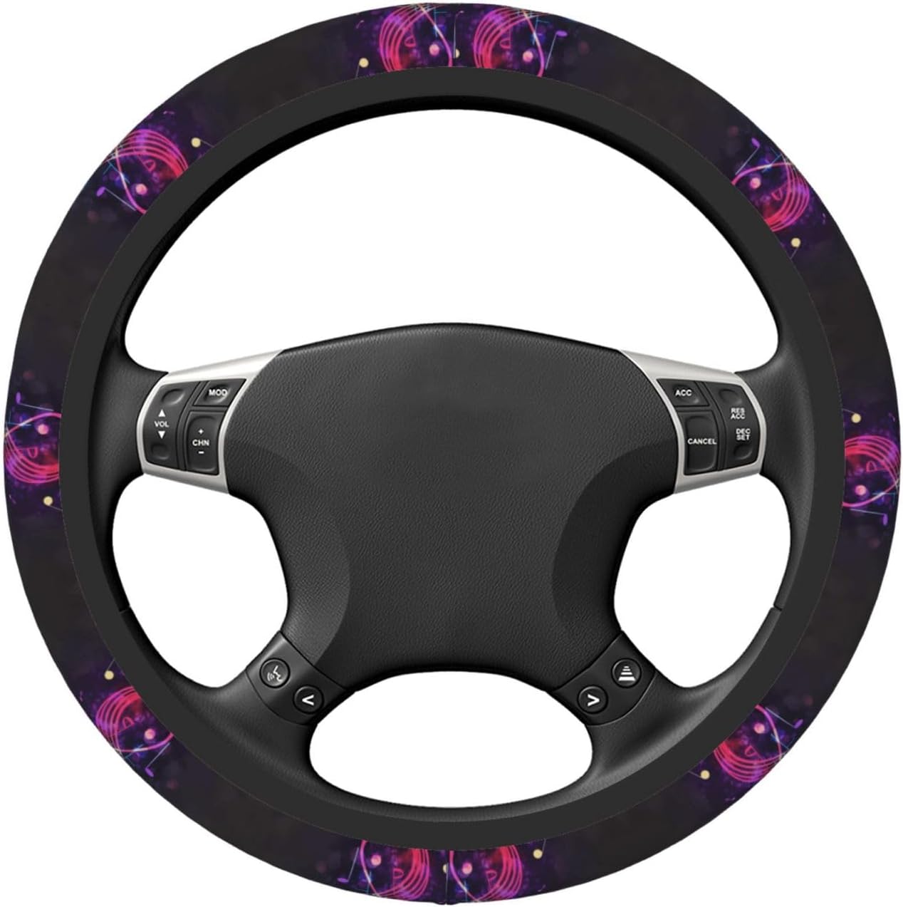 Car Elastic Steering Wheel Cover Universal 15 Inch Vehicle Stretch Steering Wheel Cover Protector Colorful Galaxy Music Note Auto Protective Cover Novelty Car Interior Accessories for Men Women image 5