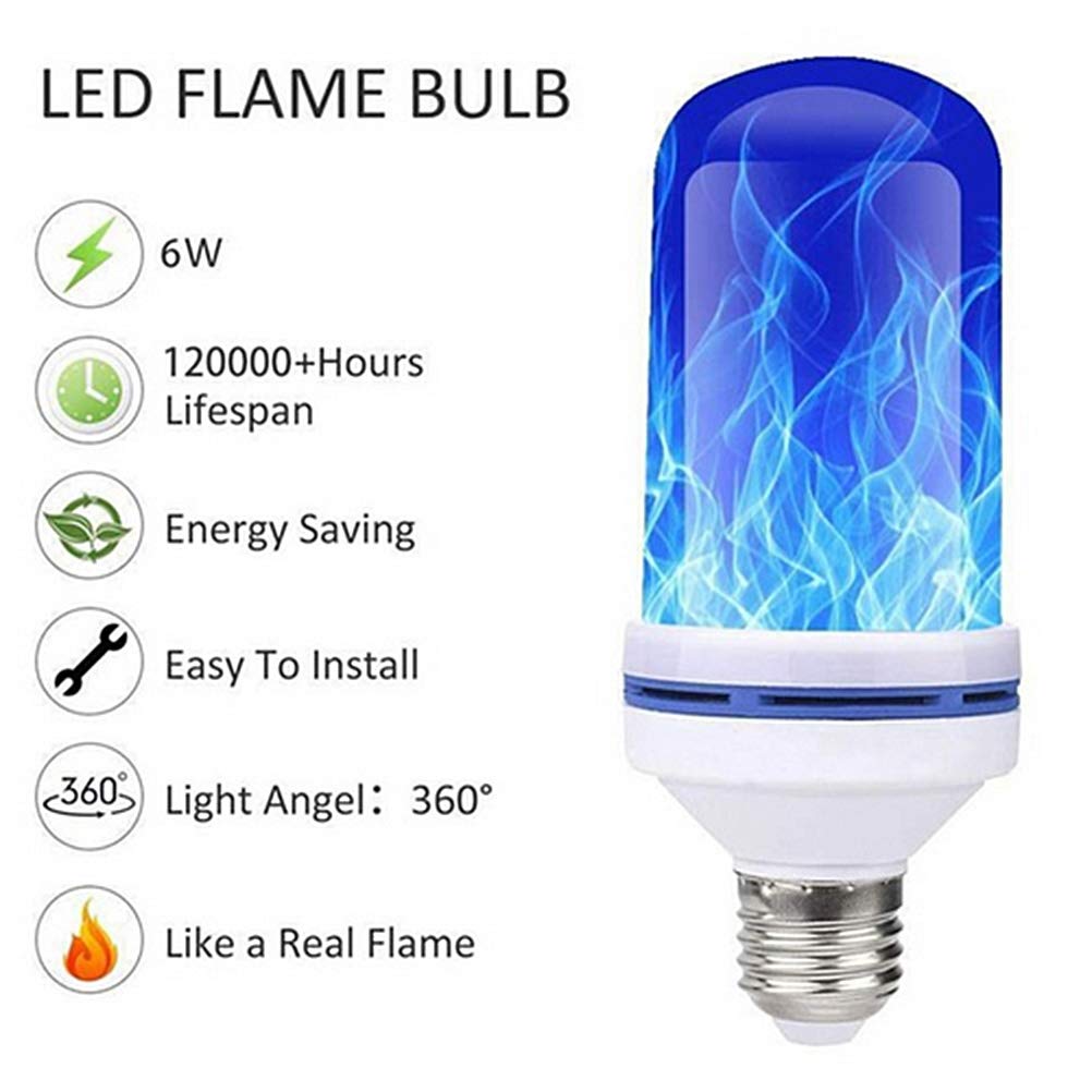 Ampoule à Effet de Flamme LED, économe en énergie Sûre avec des Flammes Mobiles Dynamiques pour la Décoration de Fête du Bar du Festival (bleu)