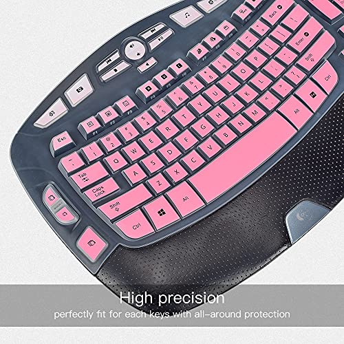 Keyboard Cover for Logitech K350 MK570 MK550 Keyboard Cover Skin for Logitech K350 MK550 MK570 Wireless Wave Keyboard Skin Protector Accessories, Ombre Pink by imComor - Image 2
