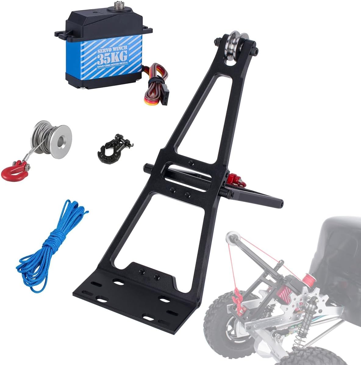 RC Winch/Servo Rescue Truck Tow Truck Crane Arm Wrecker DIY Tool 1/10 RC Crawler Car Axial SCX10 D90 TRX4 Capra LCG Chassis Part (A 5 in 1 Wrecker KIT)