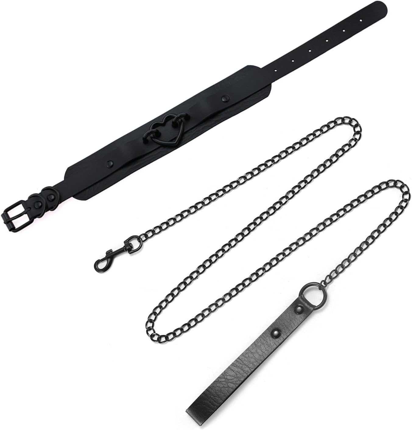 Black Heart Choker Collar for Women, PU Leather Goth Necklace Body Chain Set for Punk Emo Y2K Cosplay Accessories - Image 6