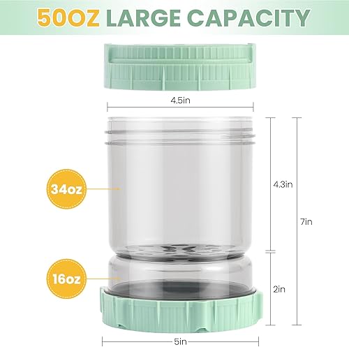 Miniatura 6 de ZERNBER Tarro de pepinillos de 50 onzas con colador, contenedor de pepinillos con tenedor de acero inoxidable y tapa a prueba de fugas, tarro