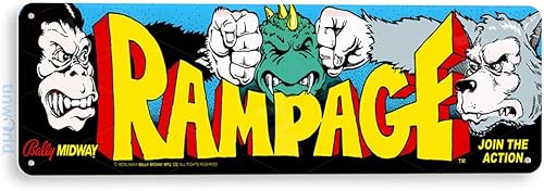 Tinworld Cartel de estaño: Rampage Arcade Game Room Shop Marquesina Decoración de metal Retro Consola C497